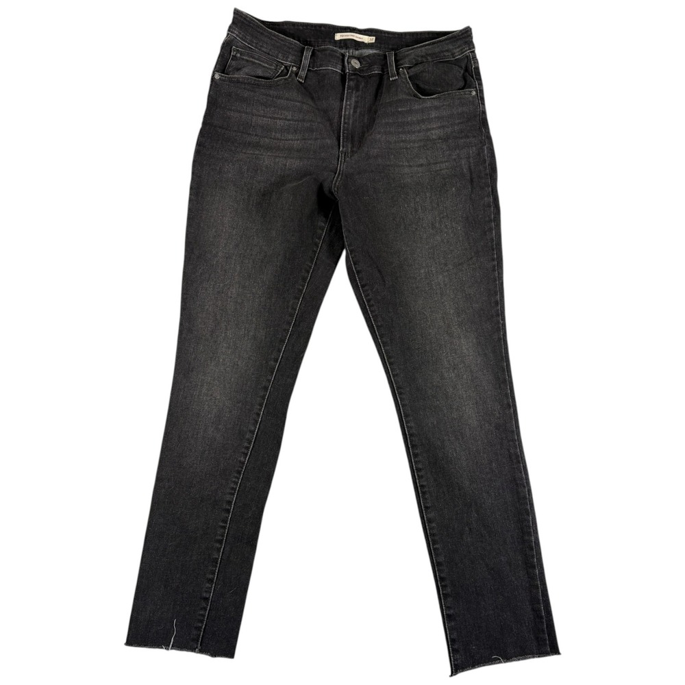 Levi's 721 Skinny Jeans Womens 32 Faded Black Whiskering Denim Stretch High Rise